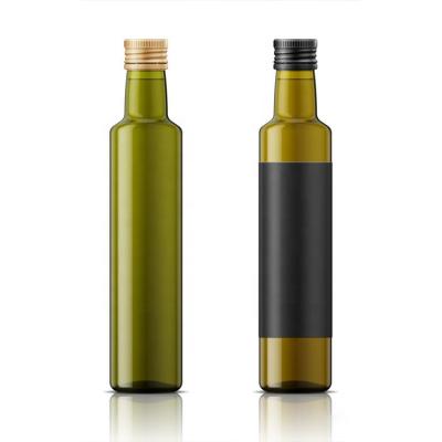 China 250ml 500ml 750ml Empty Dark Green Round Glass Bottle Antique Olive Oil Bottle Custom Made for sale