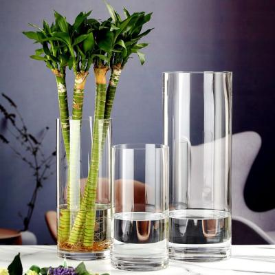 China Eco-friendy good quality china profession manufacturer single cylinder tall clear glass vase for flower for sale