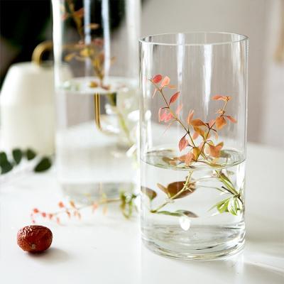 China Eco-friendy Wholesale Houseware Cheap Tall Clear Elegant Cylinder Customized Glass Vases For Home Decor for sale