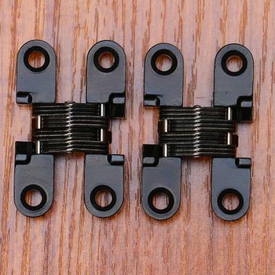 China Kitchen Fittings Hardware Zinc Alloy Hidden Hinge Invisible Folding Door Concealed Cross Hidden Hinges for sale