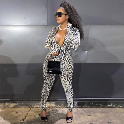 China 2021 Dropshipping Women's Clothing One Piece Zebra Jumpsuit Viable Sellers Long Sleeve Quick Dry for sale