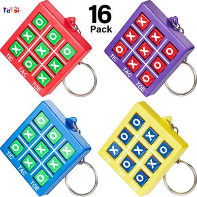 China Boy Girl Back To School Tic Tac Toe Keychain Durable Plastic Keyholders 16 PC Stitch For Mini Backpack Clip Keyring Christmas Gift For Bag Birthday Gift for sale