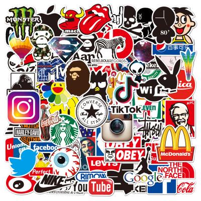 China Other 100 Tide brand LOGO brand computer car non-repeating decorative motorcycle graffiti stickers skateboard waterproof stickers for sale