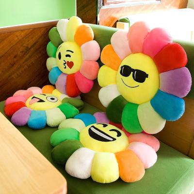 China Gift children play toy doll colorful plush flower cartoon sun expression waist support doll pillow for sale