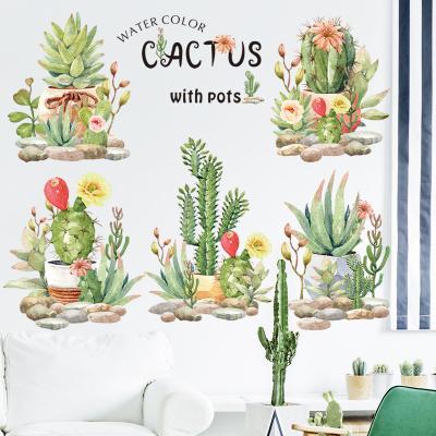 China AiMu Adesivos de parede Potted Plant Waterproof Wall Sticker For Bedroom Living Room DIY PVC Sticker for sale