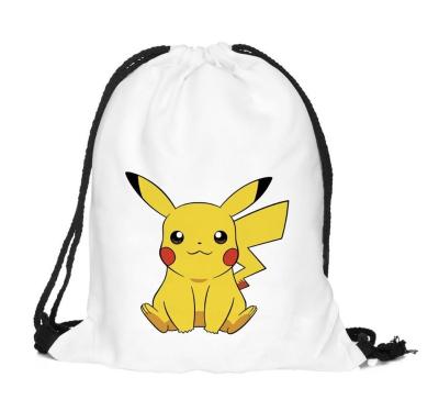 China Promotional Customized Printing Nylon Recycled Logo Pokemon Shopping Drawstring Bag Storage Bag For Kids for sale