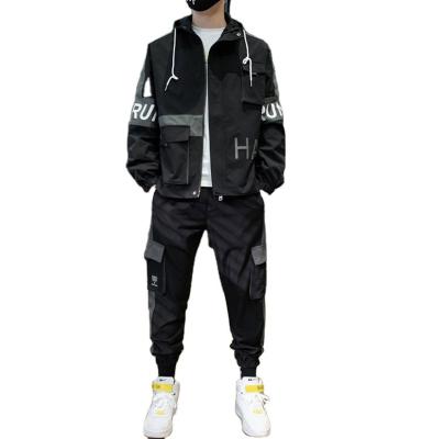 China Breathable spring and autumn plus fertilizer plus size trend sports workwear hip hop handsome casual tracksuit for men for sale