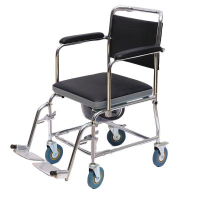 China Cheap Light Weight Manual Wheelchair Patien Use Folding Commode Wheelchair With Toilet for sale