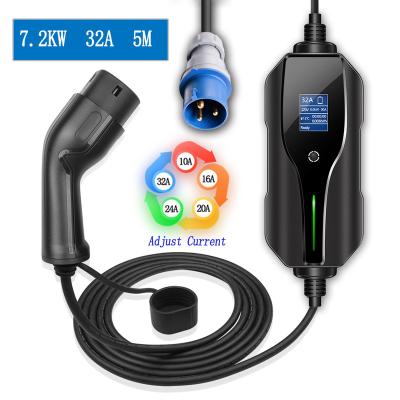 China Portable AC Charging Type - 2 Portable EV Charger CEE Single Phase 7kw 32A Type 1 GBT Plug For EV Vehicles for sale