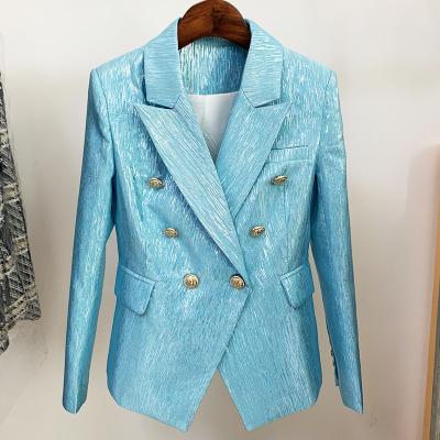 China HIGH STREET Breathable Designer Blazer 2022 Newest Lion Buttons Slim Fitting Glitter Double Breasted Jacket Women for sale