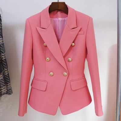 China HIGH STREET Breathable Designer Jacket Women Blazer 2022 Classic Fit Lion Buttons Pique Double Breasted Slim Newest for sale