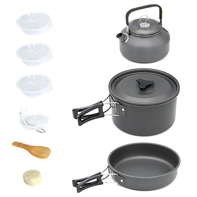 China Mini Outdoora Aluminum Portable Camping Gas Cooker Pot Cookware Accessories Set for sale