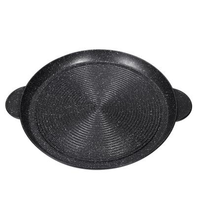 China Eco-Friendly Round Threaded Binaural Korean Induction Cooker Smokeless And Non-Stick Dish Pot Barbecue Bakeware Mold for sale