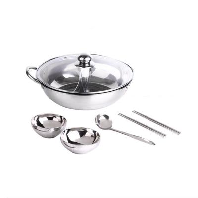 China Sustainable Household Kitchenware Pot Set 32cm Stainless Steel Hot Pot Four-Piece Set + 2 Bowls + 1 Spoon + 2 Pairs of Chopsticks for sale