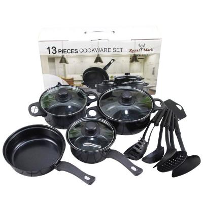 China Sustainable Amazon Stick Cookware 13pcs Non Sets Cast Iron Cooking Pot Set With Gift Box for sale