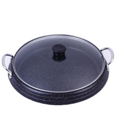 China Non Stick Factory Supply Aluminum Compound Bottom Non-stick Coating Grill For Outdoor Camping BBQ Cooking Portable Hot Pot for sale