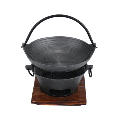 China Sustainable Lid Skiyaki Pot Hot Cast Iron Cooking Pot For Sukiyaki And Nabe Cooking for sale