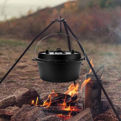 China Food Grade Cast Iron Outdoor Three Leg Dutch Pot Hanging Pot with Outrigger Cover for Stew Pots Hanging Camping for sale