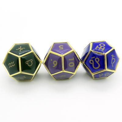 China 12 Sided Metal Astrology Zinc Alloy Dice For Constellation Divination Game for sale