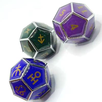 China Hot Selling Zinc Alloy Custom 12 Sided Astrological Polyhedral Dies For Constellation Divination Table Game Dies for sale