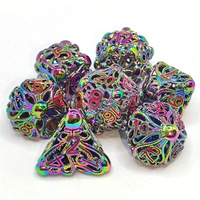 China 7 Simple Modern Polyhedral Metal Dice Set New Pure Copper Octopus DND Role Playing Game Dice COC Warhammer RPG Desktop Games for sale