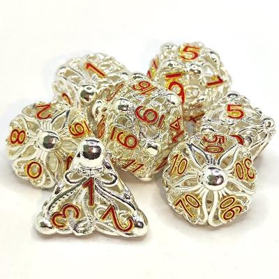 China Simple and Modern 2021 Hot Sale Dnd Octopus Dies D4 D6 D8 D10 D100 D12 D20 Octopus Hollow Polyhedron Metal Dies Set for sale