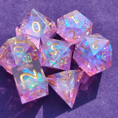 China Fashionable Hot Selling 7 Pieces / Set Of Multifaceted Resin D20 Dice Set DND Role Playing Sharp RPG Board Game Entertainment Dice Dice for sale