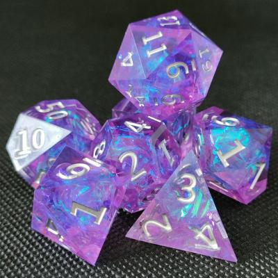 China Fashionable 7pcs/set Gem Resin Dice DND RPG Role Playing Board Game Entertainment Dice Support Customization for sale