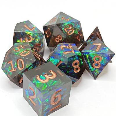 China Fashionable cutting edge dice set dice polyhedral dnd RPG games resin enthusiasm table dice for sale