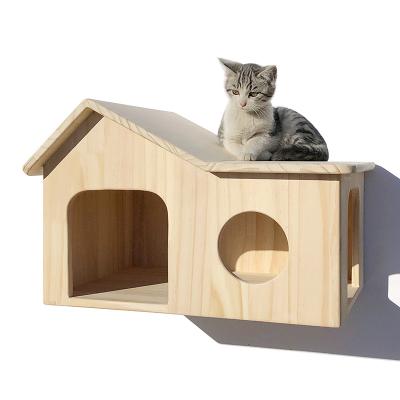 China Eco - Friendly Wholesale Wooden Treehouse Furniture Small Wall Mounted Cat Houses for sale