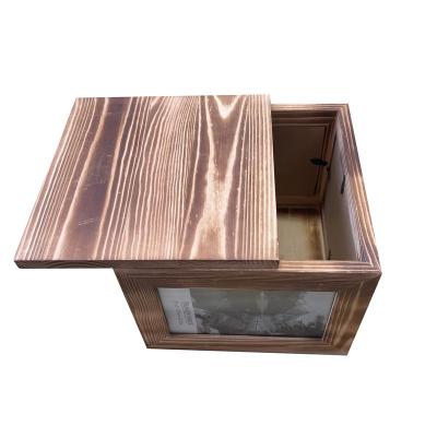 China New design wood picture frame wooden box, custom photo frame storage box 21x21x17cm for sale