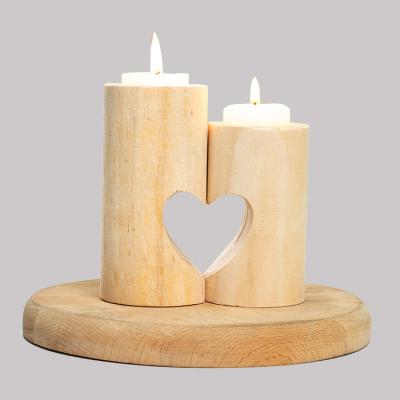 China Tea Party Tea Party Decoration Valentine's Day Heart Candle Cup Table Wooden Creative Home Decor Decorations for sale