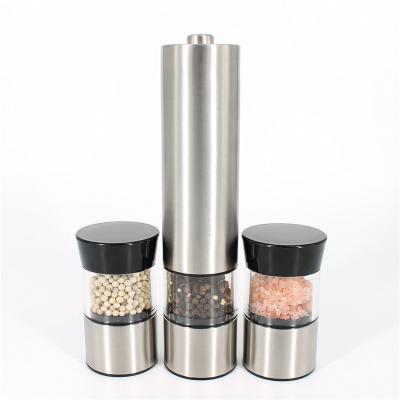 China Viable 3 in 1 Electric Salt and Pepper Grinder Battery Operated Mill with Extra Spice Container for sale