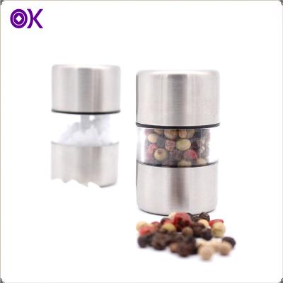 China Sustainable Mini Portable Stainless Steel Manual Salt and Pepper Mill Grinder for sale