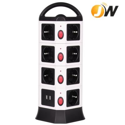 China Cable Retractable CE Certified EU Outlets Tower Sockets With 2 USB Ports And Retractable Cords for sale