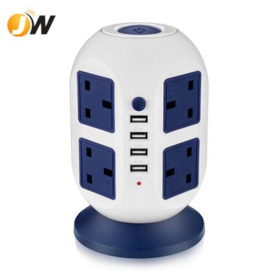 China Design Space Saving Smart Home Appliance Universal 8 UK Outlet Vertical Tower Socket With 4 USB for sale