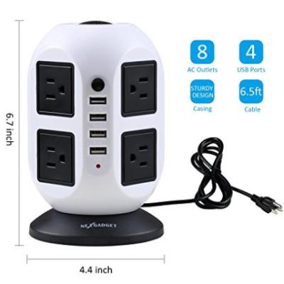 China Type 8 Outlet 4 USB Overload Protection The New Product The Smart Tower Vertical Plug Charger Surge Protector Power Strip for sale