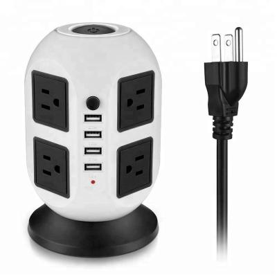 China Overload Protection Power Strips Surge Protector, Power Strip Tower 8 Outlets 4 USB Ports With 6.5 Feet Power Cord (Black) for sale