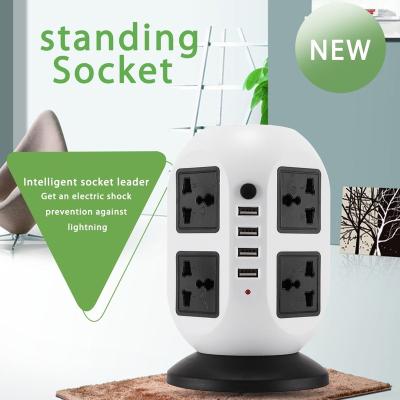 China Overload Protection Tower 8 Vertical Socket 4 USB Charger Protector Multi-outlet Smart Power Strip for sale