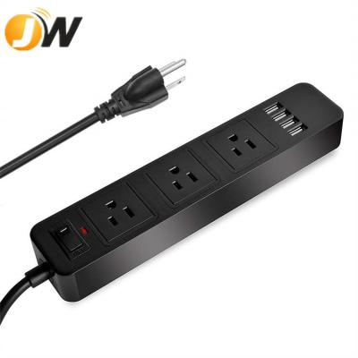 China 4 USB Ports 3 Ways US Outlets 4USB US Ports US Outlet Plug Extension Socket Electric Power Charging Strip for sale