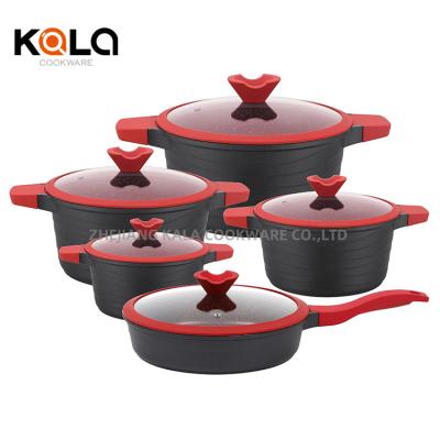 China Hot Selling Viable Kala Kitchen Supplies Aluminum Cookware Sets Cooking Pots Sets Wholesale Non Stick Cookware Stick Cookware Set Non for sale