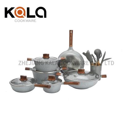 China Sustainable New Design High Quality Kitchen Supplies Aluminum Cooking Pot Wholesale Kitchen Cookware Sets Non Stick for sale