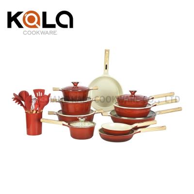 China Viable high quality ceramic non-stick cookware pots and pans set aluminum induction cookware wholesale kitchen cookware set for sale