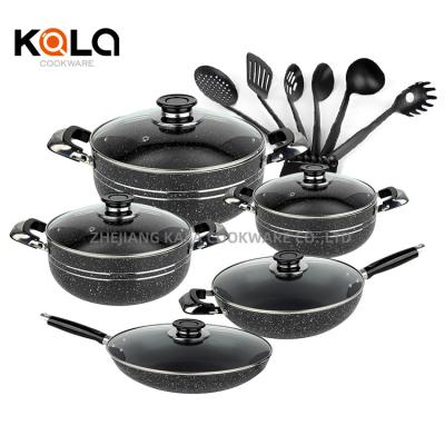 China Sustainable hot selling kitchen cookware set aluminum cooking pans and pots wholesale kitchen cookware sets induction for sale