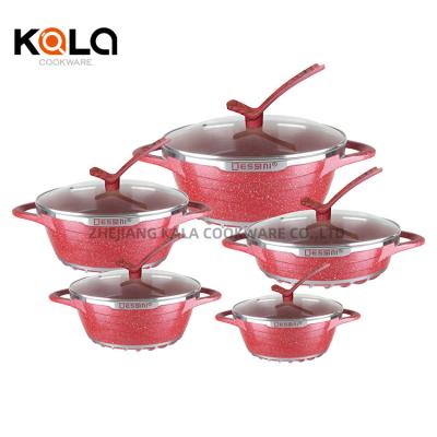 China Viable High Quality Non Stick Induction Pot Set Aluminum Cookware Cookware Kitchenware Wholesale Cookware Sets for sale