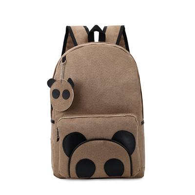 China None Hot Sale Girl And Boys Cute Cartoon Panda Bag Canvas And Leather Backpack For Teenager Girls for sale