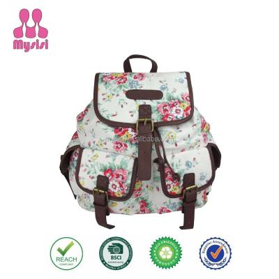 China Floral Daisy Flower Printing Patten Backpack /Shoulder Backpack Ladies Girls Bag/Canvas Backpack Bag for sale