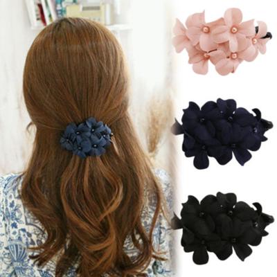 China Flowers Crystal Hair Clip Fashion Jewelry cotton and plastic barrettes beautiful for sale