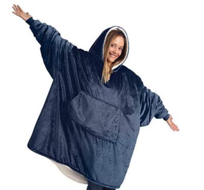 China Comfortable Flourish Adjustable Big Kids Microfiber Sherpa Oversized Wearable Hoodie Blanket With Sleeves for sale