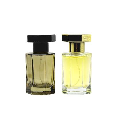 China Cosmetic Luxury Perfume 50 ML Heptagon Refillable Perfume Bottle Empty Glass Perfume Spray Bottle for sale